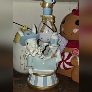 Charming Blue and White Holiday Rabbit Figurine
